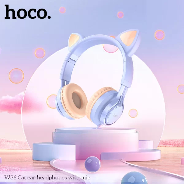 Наушники Hoco W36 Cat ear with mic [Dream-Blue]